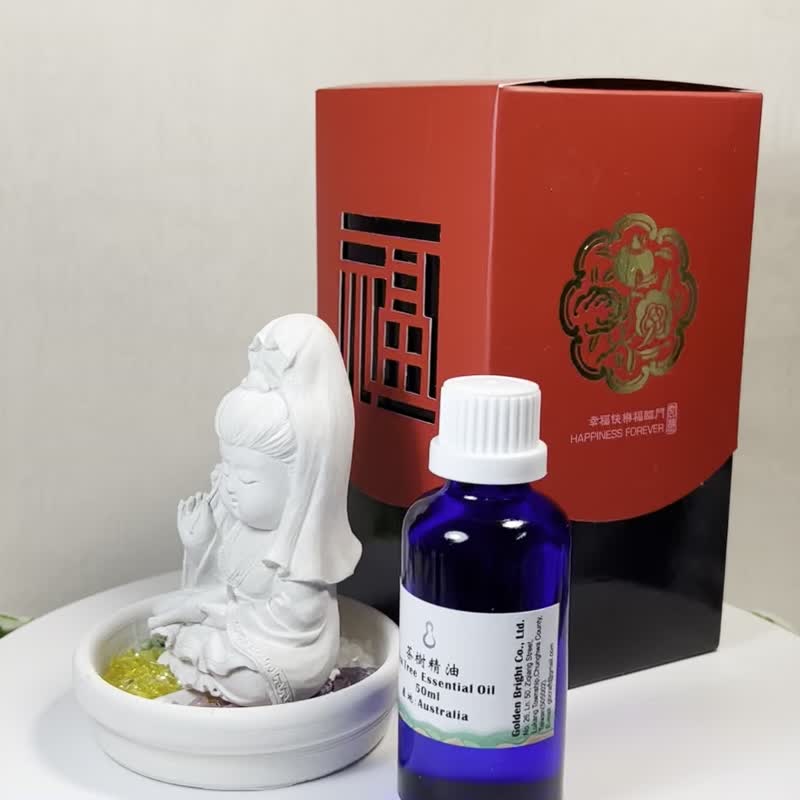佛像摆饰福袋 五行矿石水晶之小佛公仔 宝瓶观音套组 佛 扩香 - 香薰/精油/线香 - 水泥 灰色