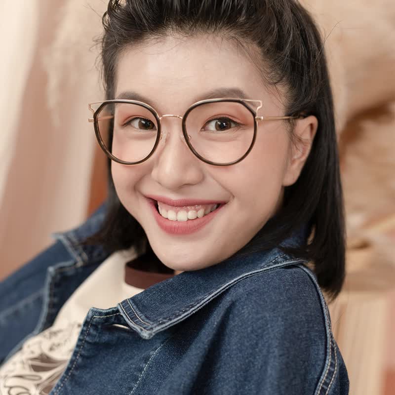 FROMEYES 高折射率滤蓝光眼镜×金属猫耳镂空设计款镜框 - 眼镜/眼镜框 - 其他金属 黑色