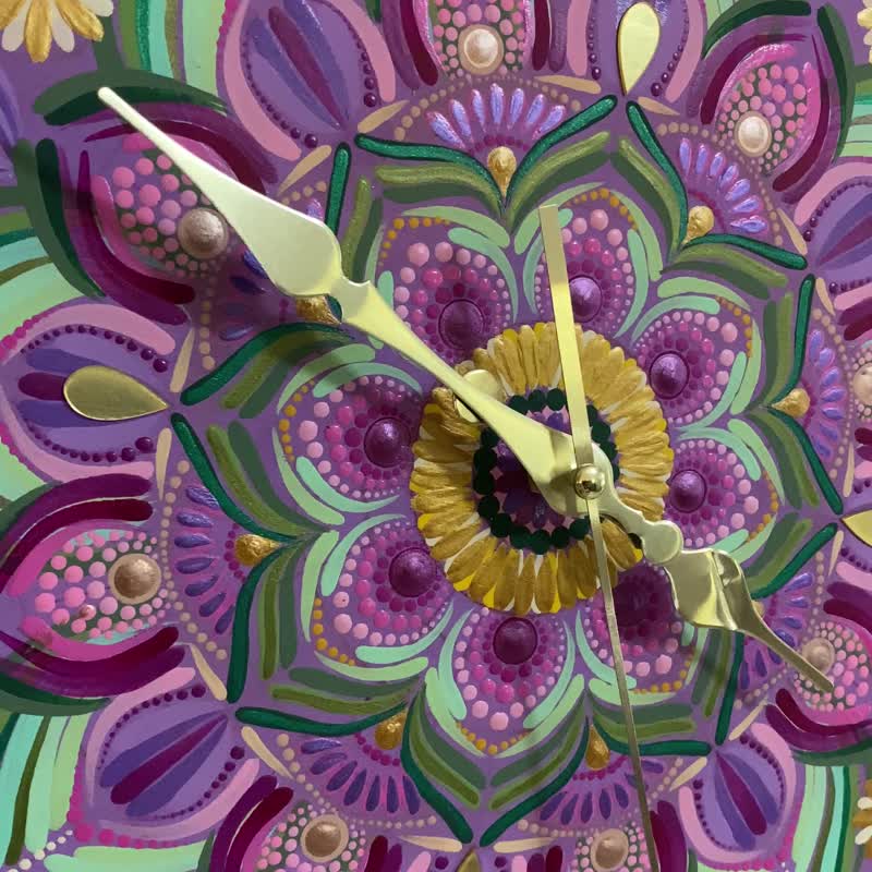 紫罗仙境 静音时钟 能量曼陀罗 定制 提高频率 五行圆满 疗愈内在 - 时钟/闹钟 - 木头 