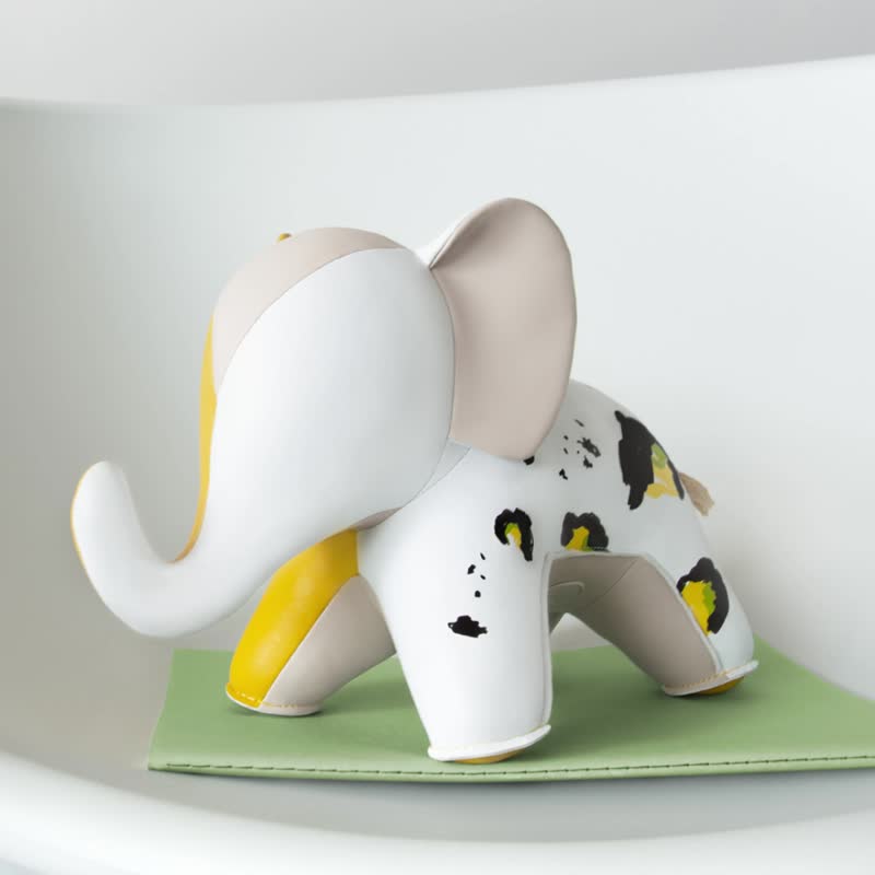 【书挡】豹纹大象 Elephant  Abby 皮革摆饰 | 当代艺术 时尚摆饰 - 摆饰 - 人造皮革 多色