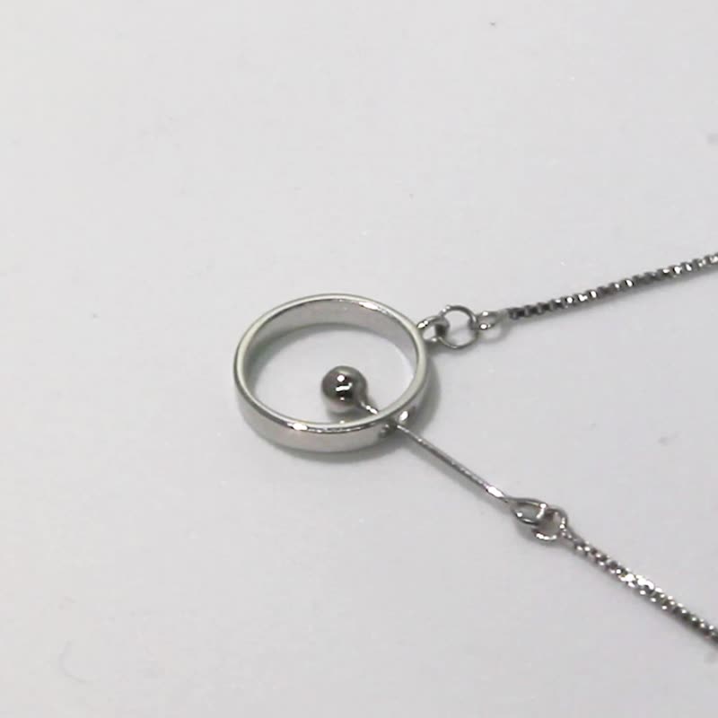 简约几何圆形项链 - 项链 - 纯银 银色