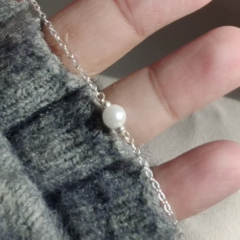 SV925/14KGF 正圆强光 小珍珠手链/脚链 Swarovski - 手链/手环 - 珍珠 白色