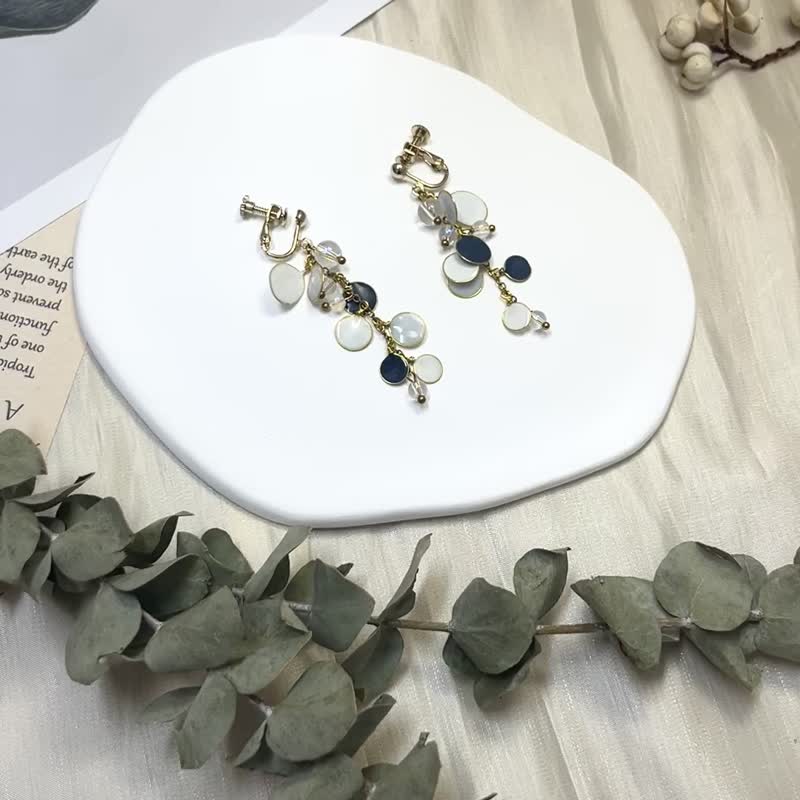 放满冰块的苏打汽水/手工耳环/无痛耳夹/树脂耳环/礼物 - 耳环/耳夹 - 树脂 蓝色