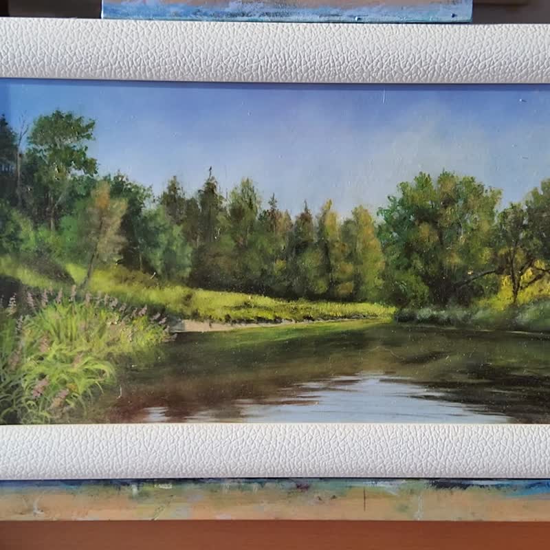 森林河流绘画风景原创艺术复古自然水景墙艺术 - 插画/绘画/写字 - 其他金属 