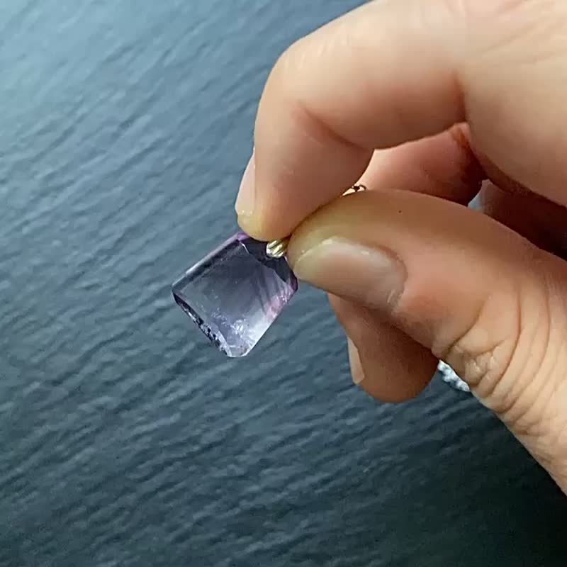 天然秀气小冰透体金字塔紫水晶925纯银钛钢项链 旺财运 增智慧 - 项链 - 水晶 紫色
