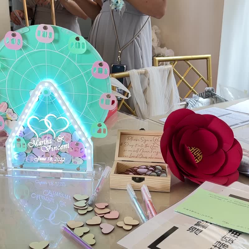 定制化 幸福摩天轮 幸福满载婚礼签名板 - 迎宾签到板 结婚摆设 - 婚礼誓言书 - 塑料 多色