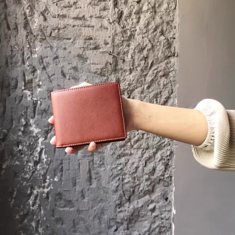 【礼盒】绅士好轻薄短夹 075 花油皮O - 皮夹/钱包 - 真皮 咖啡色