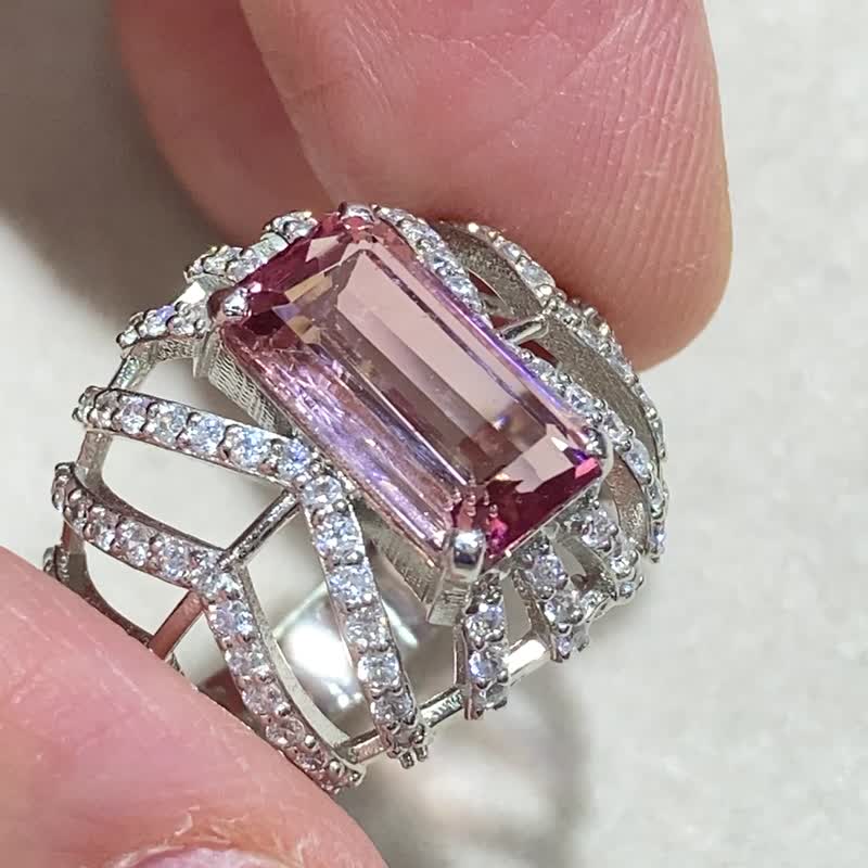 天然 碧玺 戒指 印度制 925纯银 手工制 - 戒指 - 半宝石 