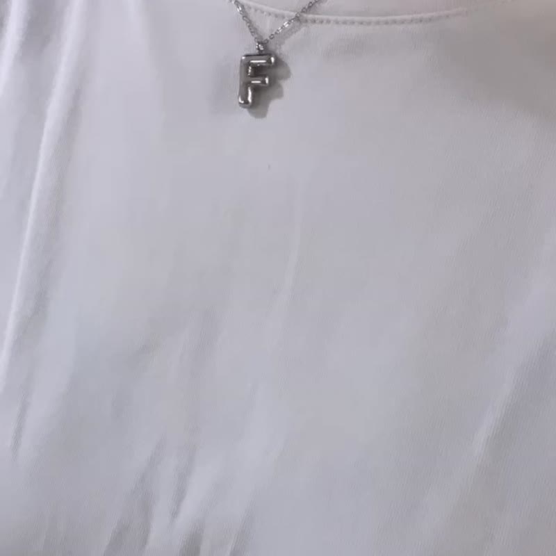 【礼物】胖胖的字母・纯银项链厚镀18K金 - 项链 - 纯银 金色
