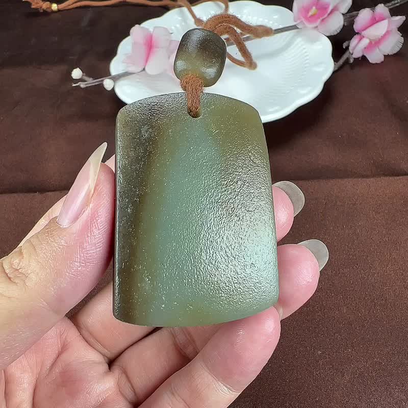 秒杀价 天然新疆和田玉戈壁料原石无事牌平安牌吊坠 玉质细腻温润 - 手链/手环 - 玉石 