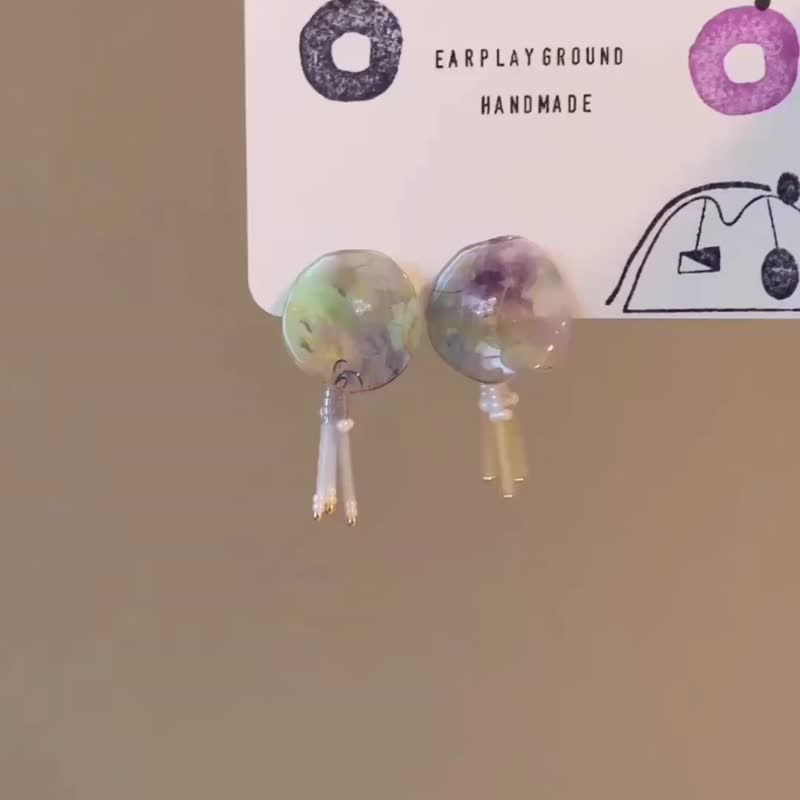 池仙子的蜜语 - 耳环/耳夹 - 树脂 多色
