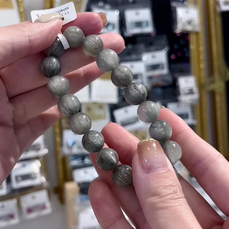 天然满顺发灰蓝兔毛水晶11.5mm38.7g稀有灰兔净化磁场疗愈自我 - 手链/手环 - 水晶 多色