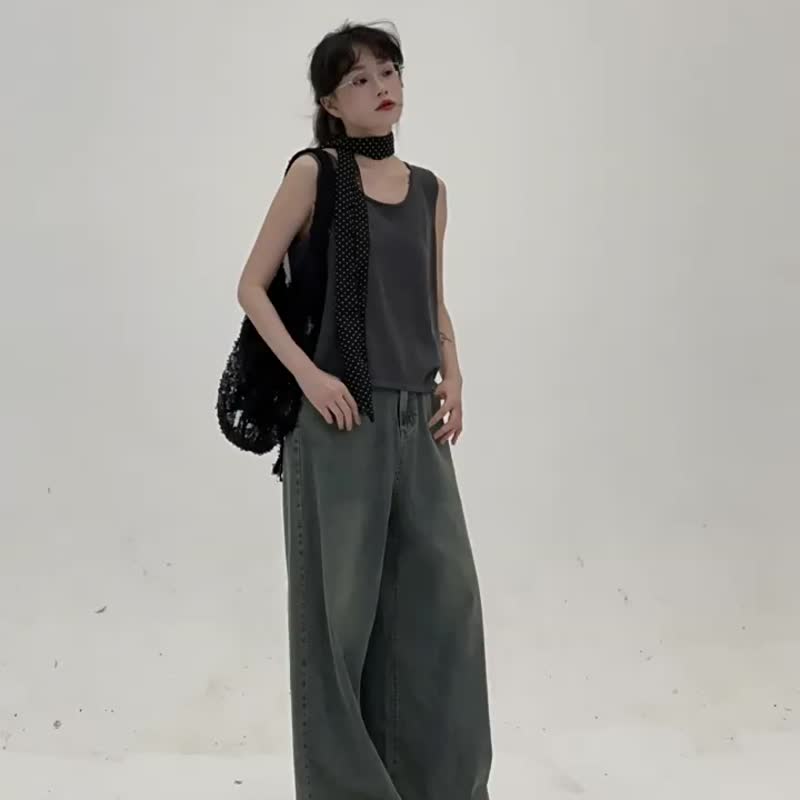 4顏色 萊賽爾亞麻背心 寬松基礎款外穿疊搭無袖上衣 - 女装背心 - 其他人造纤维 灰色