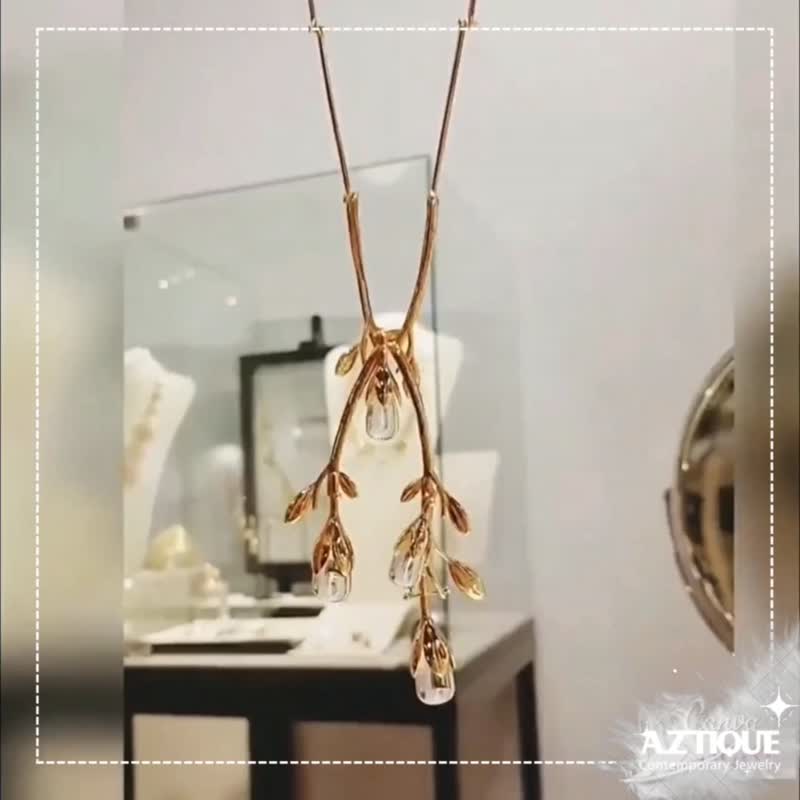 Silver Necklace , Silver Quartz  Necklace, Quartz Pendant - 项链 - 其他金属 