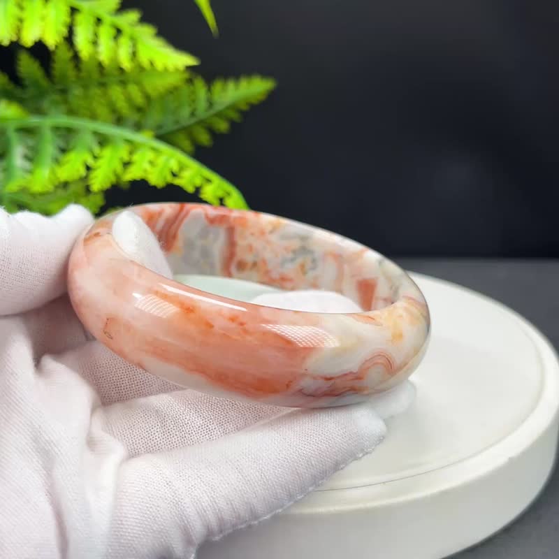 墨西哥疯狂玛瑙手镯 62MM 高瓷玉化多彩云状锦纹 招财信心行动力 - 手链/手环 - 半宝石 多色