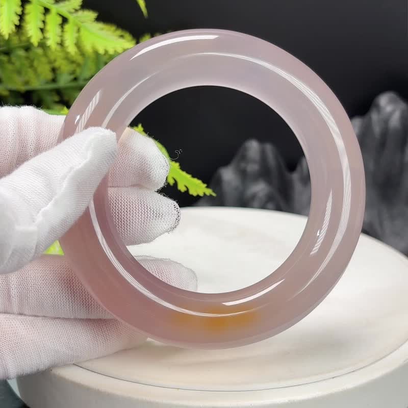 紫色玛瑙手镯 57MM 高冰透净体起光 飘糖龙鳞纹胖圆条 智慧活力 - 手链/手环 - 半宝石 紫色