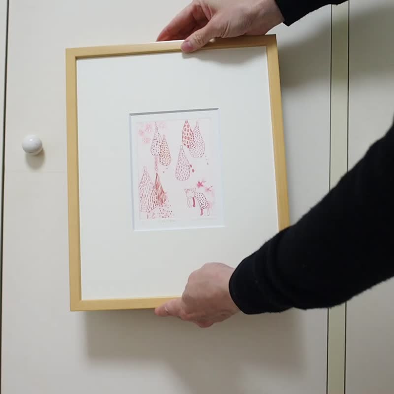 Copperplate engraving [Kikoeru. hear. ] Framed Gampi printing - 海报/装饰画/版画 - 纸 红色