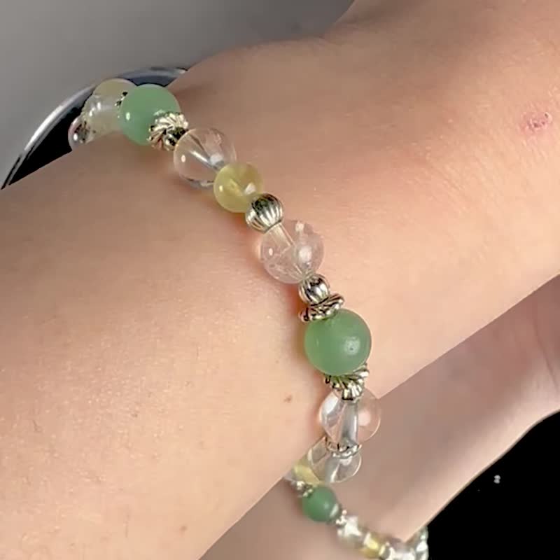 东陵玉 柠檬黄水晶 白水晶天然水晶手链/事业运 贵人运 思绪清晰 - 手链/手环 - 水晶 绿色