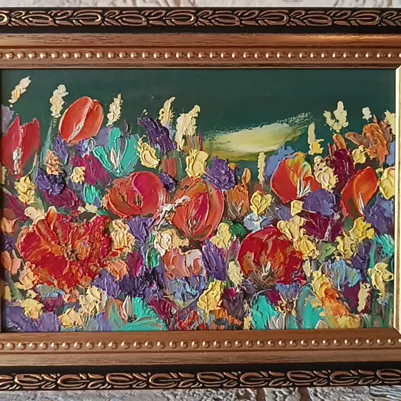 花波希米亚 - 3，10x15 厘米纸板油画，2023 年，原作：Victoria Valuk - 墙贴/壁贴 - 颜料 多色