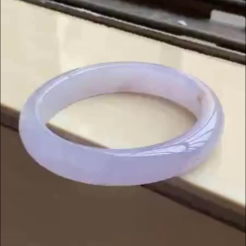 冰种翡翠天然翡翠玉镯 A玉手镯 玉鈪 • 冰种满天星洒金翡翠圆镯 - 手链/手环 - 玉石 紫色