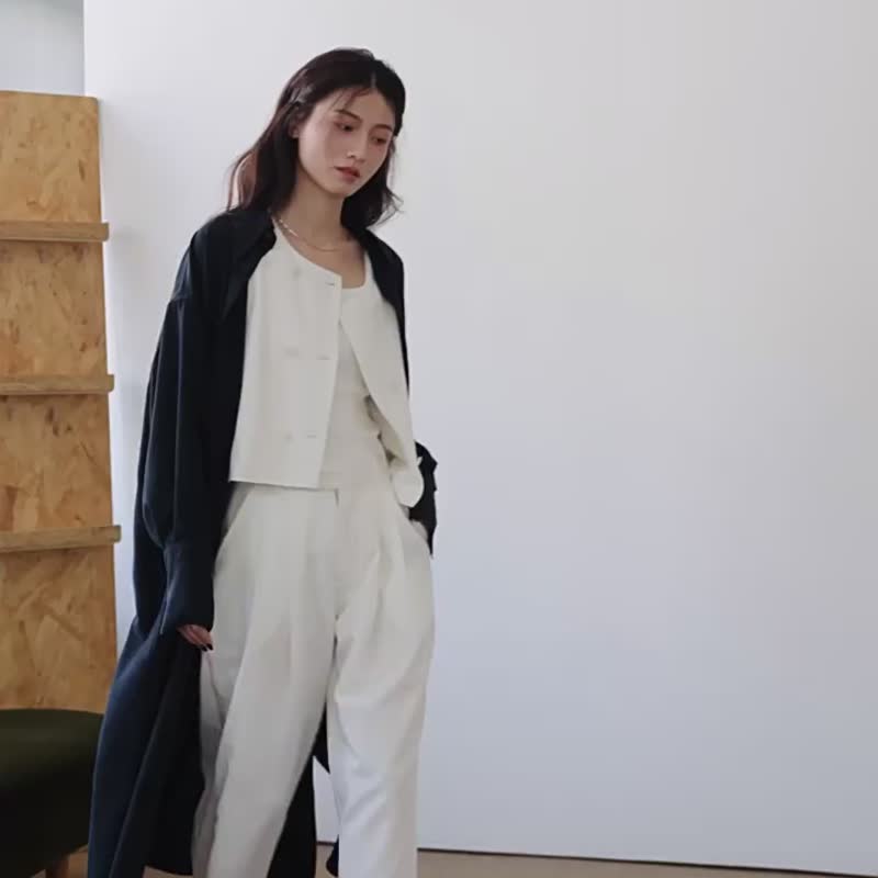 白色 3色 透白条纹 重磅天丝经典百搭休闲衬衫裙 长袖外套罩衫 - 女装衬衫 - 其他人造纤维 白色