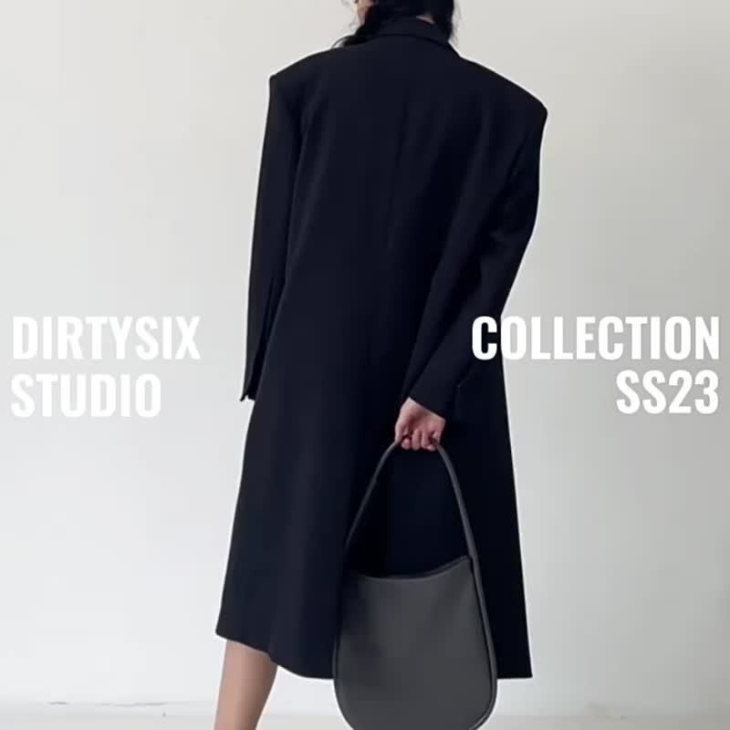 隕石灰色 馬蘇里拉蛋殼 L大號 牛皮托特包 光澤靜面二層牛皮製 - 手提包/手提袋 - 真皮 灰色