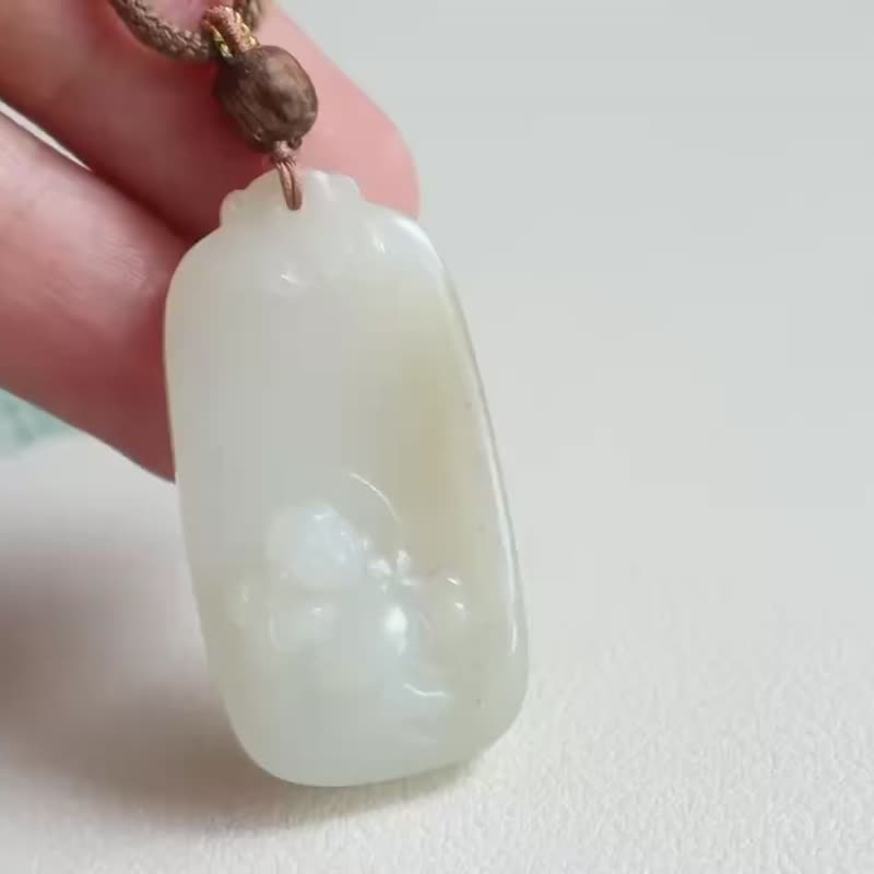 天然和田玉佛公无事牌吊坠项链精工雕琢冰底料料子细润 - 项链 - 玉石 