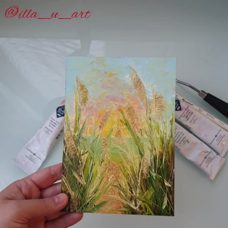 Beach Dunes Painting Coastal Original Art Landscape Wall Art Small Oil Painting - 海报/装饰画/版画 - 其他材质 多色