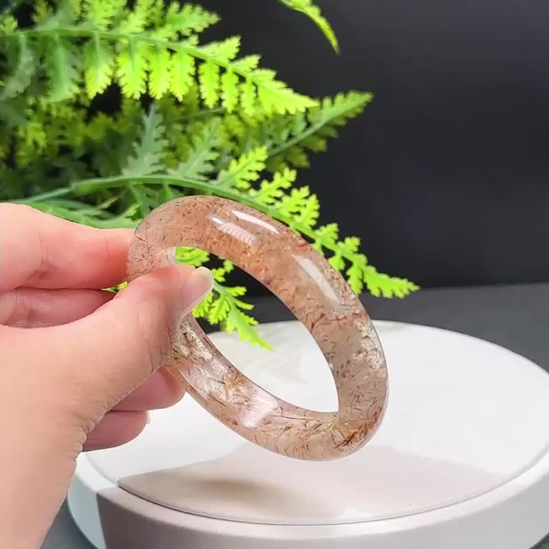 高品质 黑金超七水晶手镯 57MM 冰透星光闪片石英手环 自信心魅力 - 手链/手环 - 水晶 