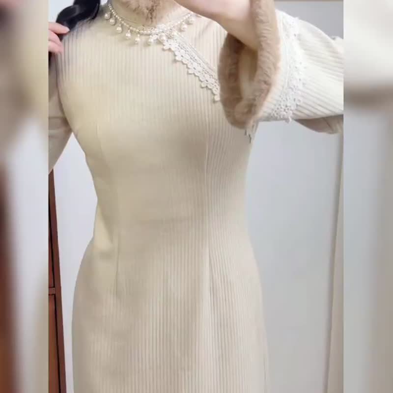 黑粉撞色 珍珠奶茶國風刺綉夾棉漢服馬甲 内搭上衣 新中式春節 - 洋装/连衣裙 - 聚酯纤维 黑色