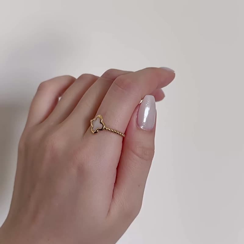 钛钢・暮影幸运花・母乳戒指 毛发戒指 - 婴儿饰品 - 不锈钢 