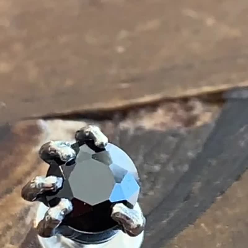 黑色L/银925耳针/一只耳朵/简约/银配件男士/男士礼物/PE29L - 耳环/耳夹 - 银 银色