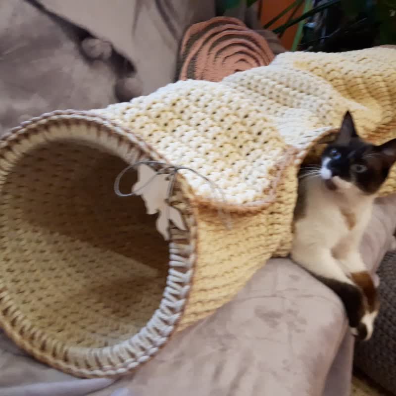 猫咪隧道 钩针 宠物床 钩针猫屋 - 床垫/笼子 - 聚酯纤维 