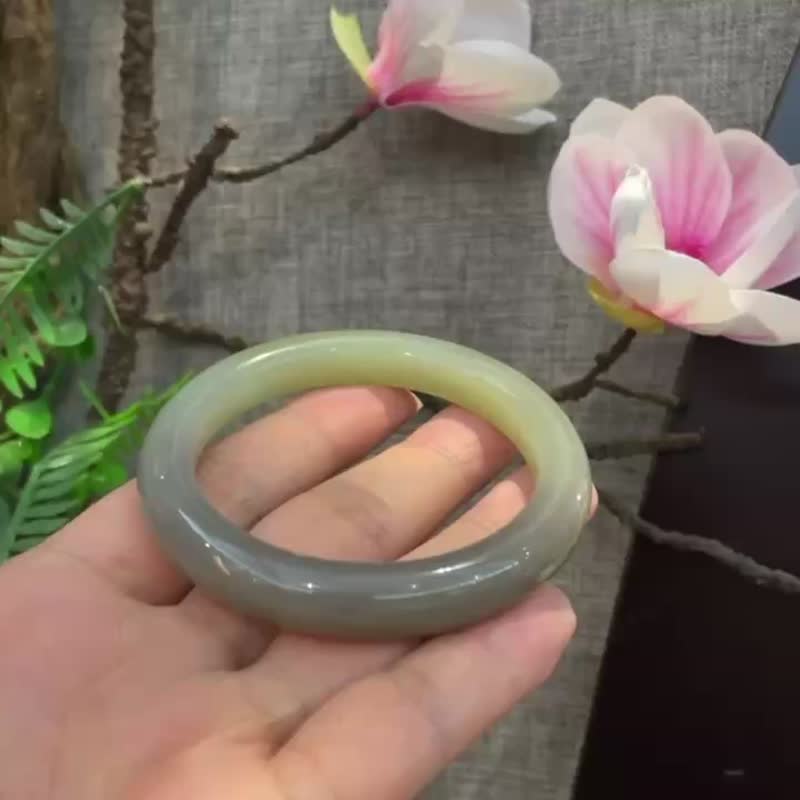 天然和田玉烟紫手镯  圈口57.6mm 玉质细腻温润 - 手链/手环 - 玉石 
