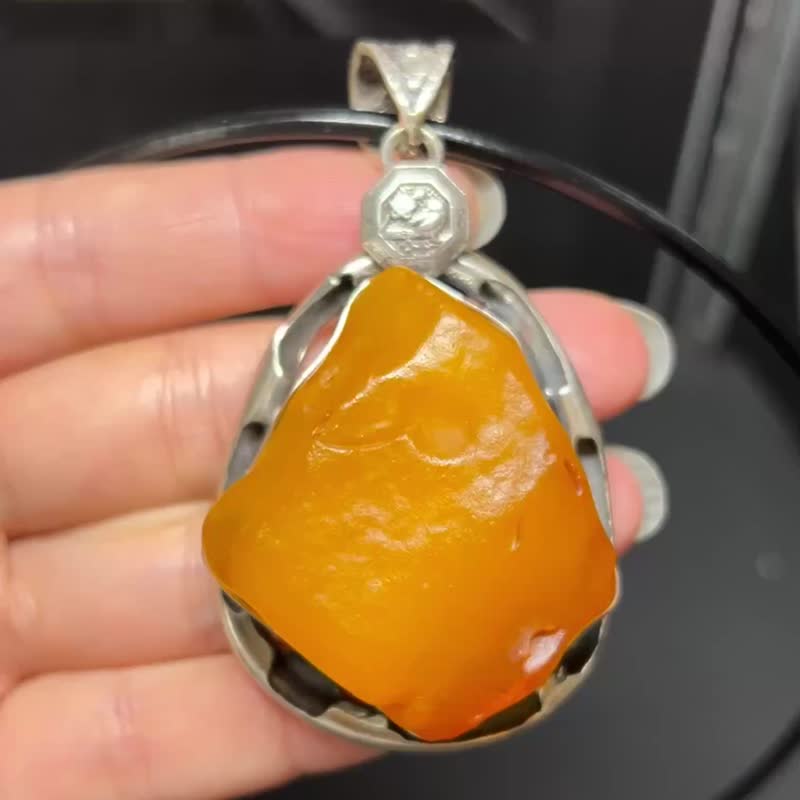 天然波罗的海海漂蜜蜡项链 全皮原石 s925银镶嵌 蜜蜡 - 手链/手环 - 水晶 