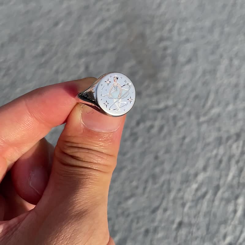 高温珐琅工艺-定制化图章戒指 - 戒指 - 贵金属 