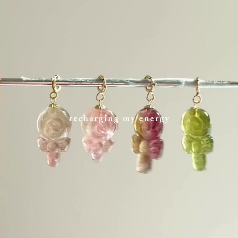 棒棒糖 碧玺 18K 金吊坠 - 项链 - 半宝石 多色
