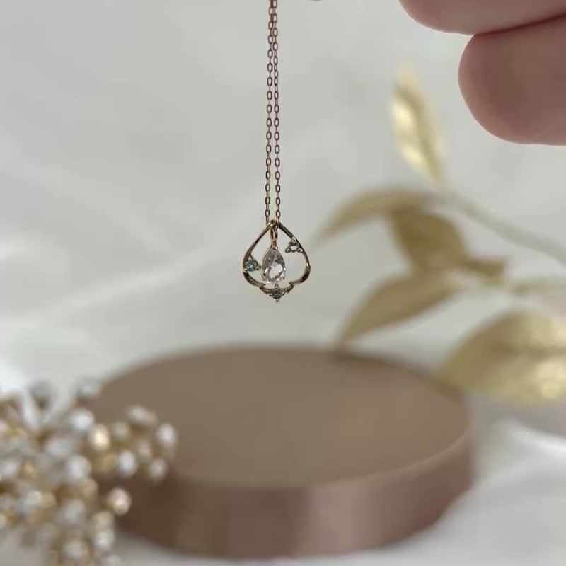 【冬季限定】10K 托帕石两用项链 【蓝色多瑙河】 (黄金) - 项链 - 贵金属 