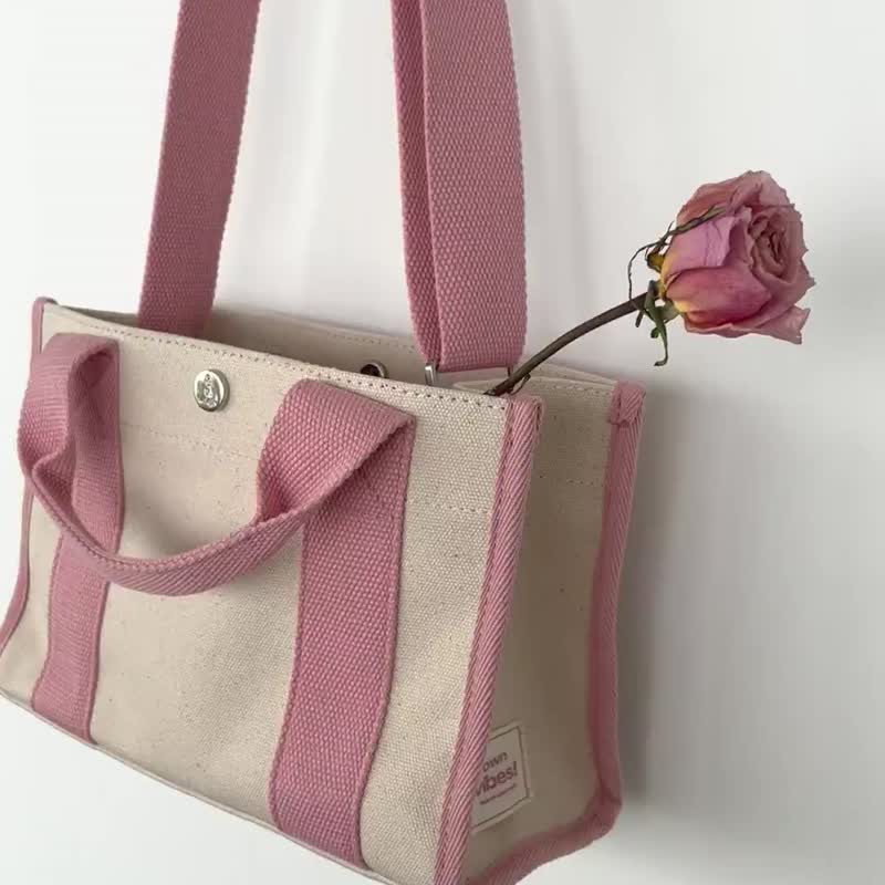 韩国 The Ally | MINI LUNA BAG | 小 | 粉红色 | 手袋 单肩包 - 手提包/手提袋 - 棉 粉红色