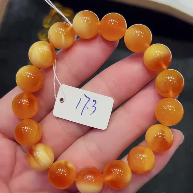 秒杀价 收藏级天然回流鸡油红老花蜡手链 花纹妖娆犹如一幅风景画 - 项链 - 水晶 