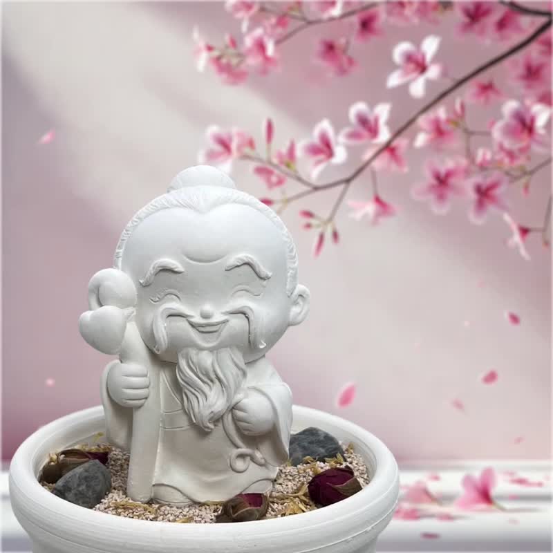 七夕 月下老人 净念吉祥小佛之中盘套组 月老 红娘 姻缘 香氛摆件 - 香薰/精油/线香 - 水泥 白色