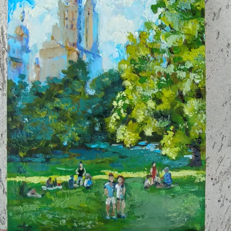 Central Park Painting New York Original Art City Wall Art Landscape Oil Artwork - 海报/装饰画/版画 - 其他材质 绿色