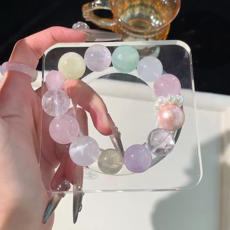 多宝水晶 天河石 绿萤石  粉水晶 黄水晶 白幽灵 白水晶 紫水晶 - 手链/手环 - 水晶 多色