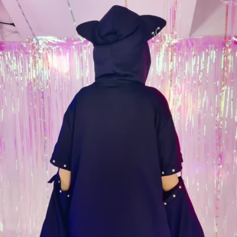 原创可爱庞克地雷猫猫铆钉织带扣带口袋猫耳朵接袖连帽外套JJ2547 - 女装休闲/机能外套 - 棉．麻 