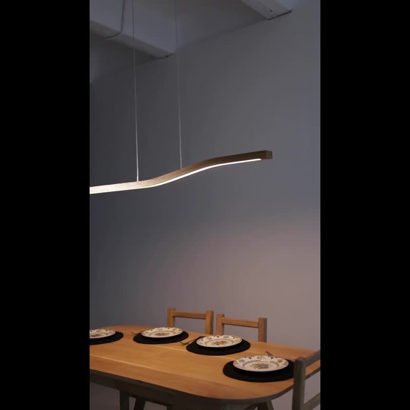 木质线性吊灯，弯曲乡村风格吊灯，现代吸顶灯 - 灯具/灯饰 - 木头 