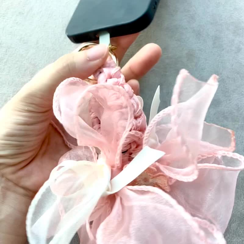 粉色 樱花 花型  3way 手机挂绳 发圈 头饰 匙扣 手腕花 手工 - 手机配件 - 其他人造纤维 粉红色