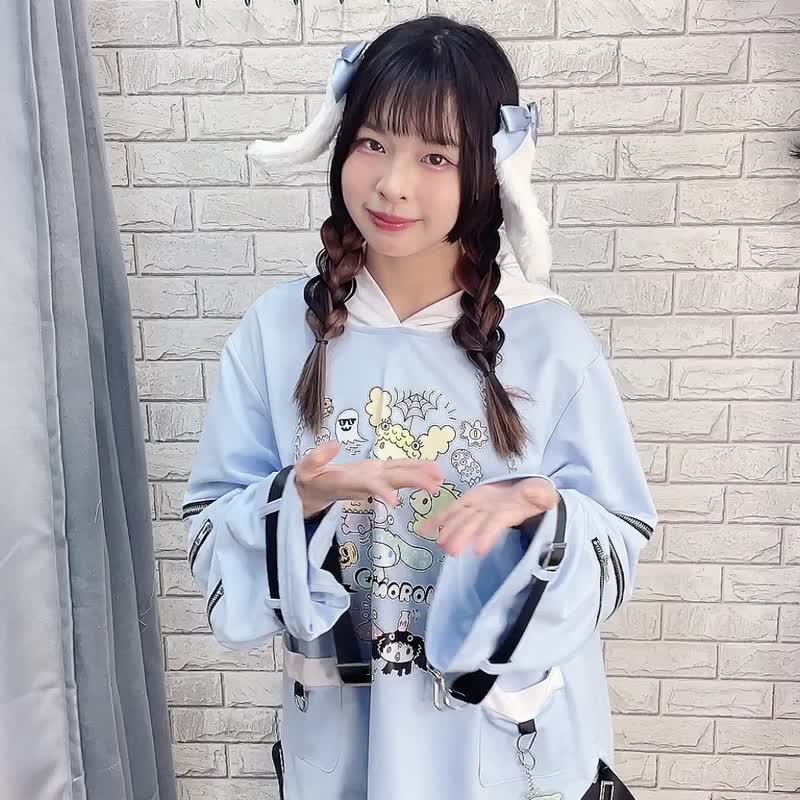 原创三丽鸥SANRIO授权大耳狗喜拿怪兽吊饰拉链连帽长袖t恤JJ5047 - 中性连帽卫衣/T 恤 - 棉 