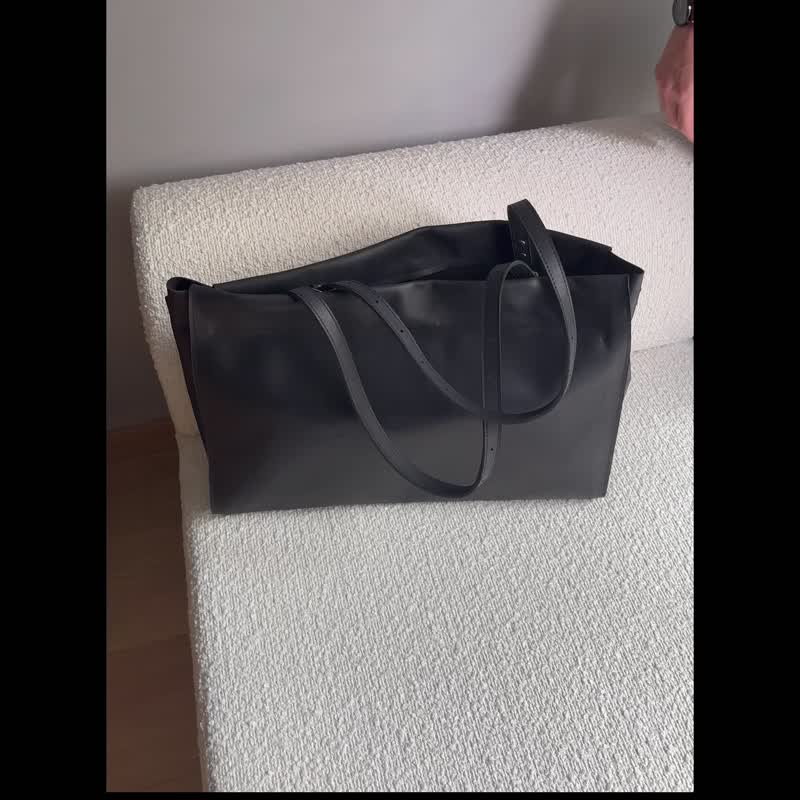 皮革购物包 | 超大号 XXL 手提包 | 欧洲手工制作 顶级头层牛皮 - 手提包/手提袋 - 真皮 咖啡色