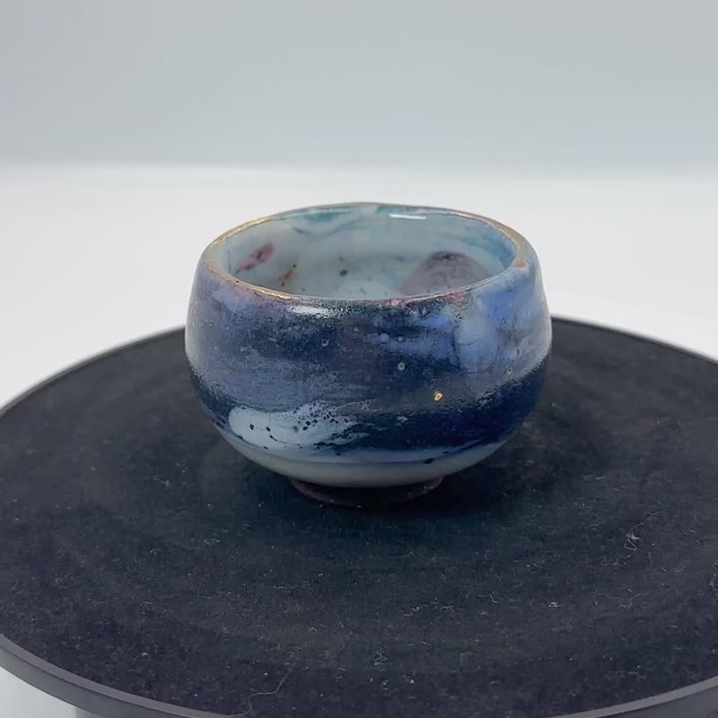 开片系列-宝蓝志野鎏金杯-容量约80 - 茶具/茶杯 - 陶 