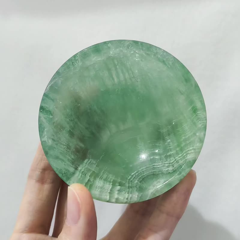绿萤石盏 招财 智慧 圆满 心轮 碗 聚宝盆 摆件 收藏 单品 礼物 - 摆饰 - 宝石 绿色